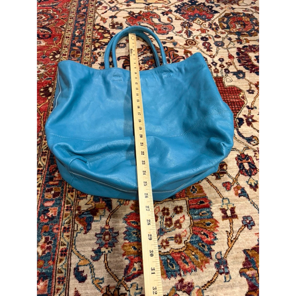 Newbark Blue Pebbled Leather Large Tote Bag Shoulder Carry Minimalist - Picture 2 of 9